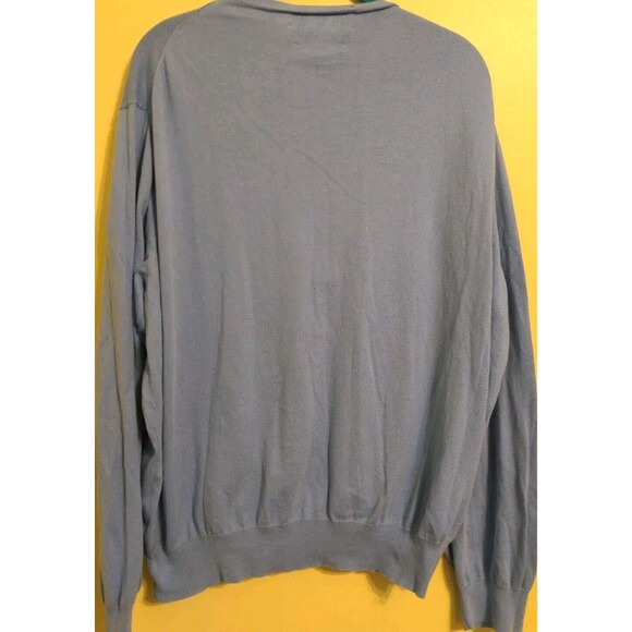 Vtg Polo Ralph Lauren Sweater V Neck Pima Cotton Light Blue Sz XXL Orange Pony - Picture 6 of 7